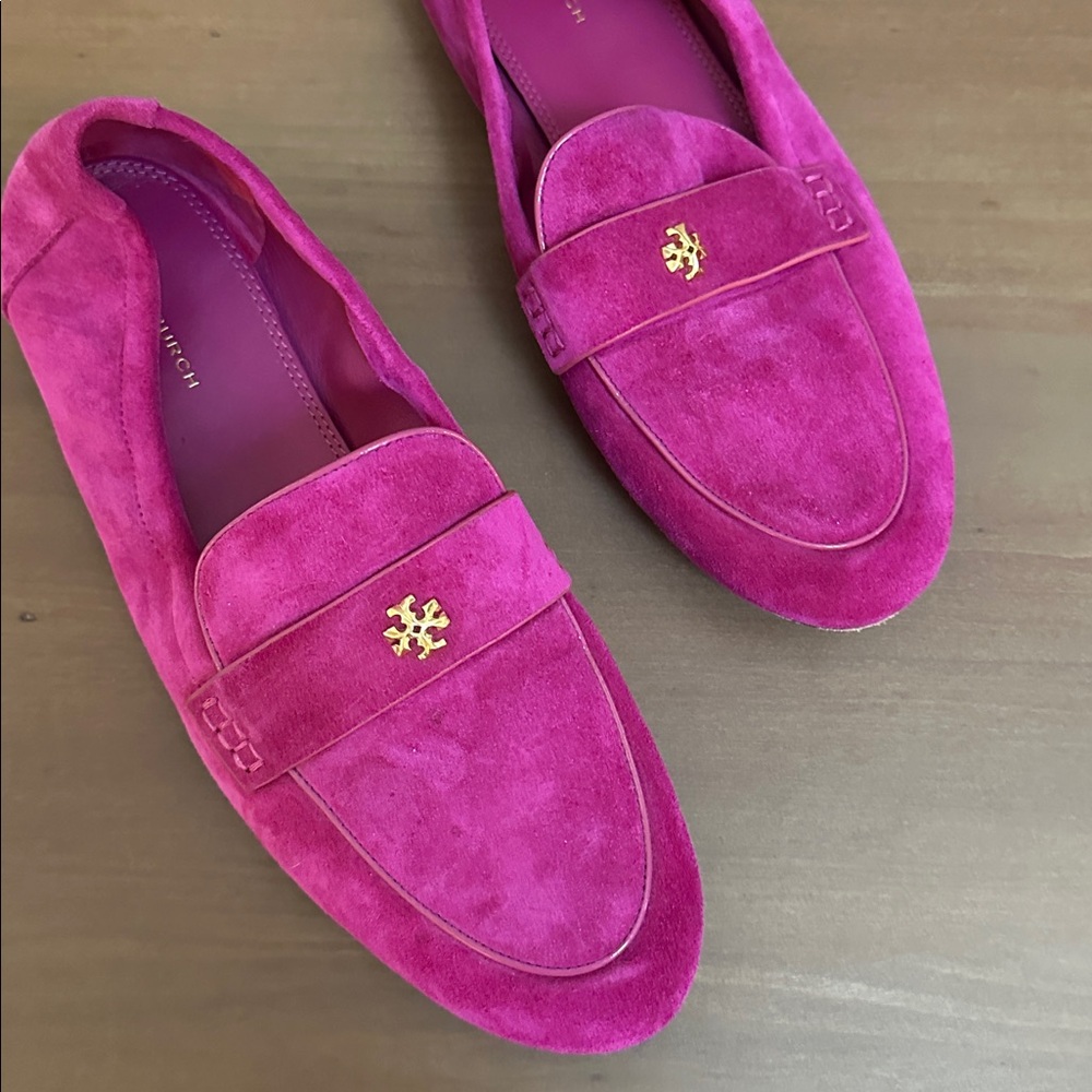 Tory Burch Magenta Suede Ballet Loafers - Picture 2 of 5